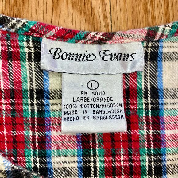 Bonnie Evans Vintage Plaid Tartan Flair Red Holiday Dress Girls Large - Picture 12 of 15